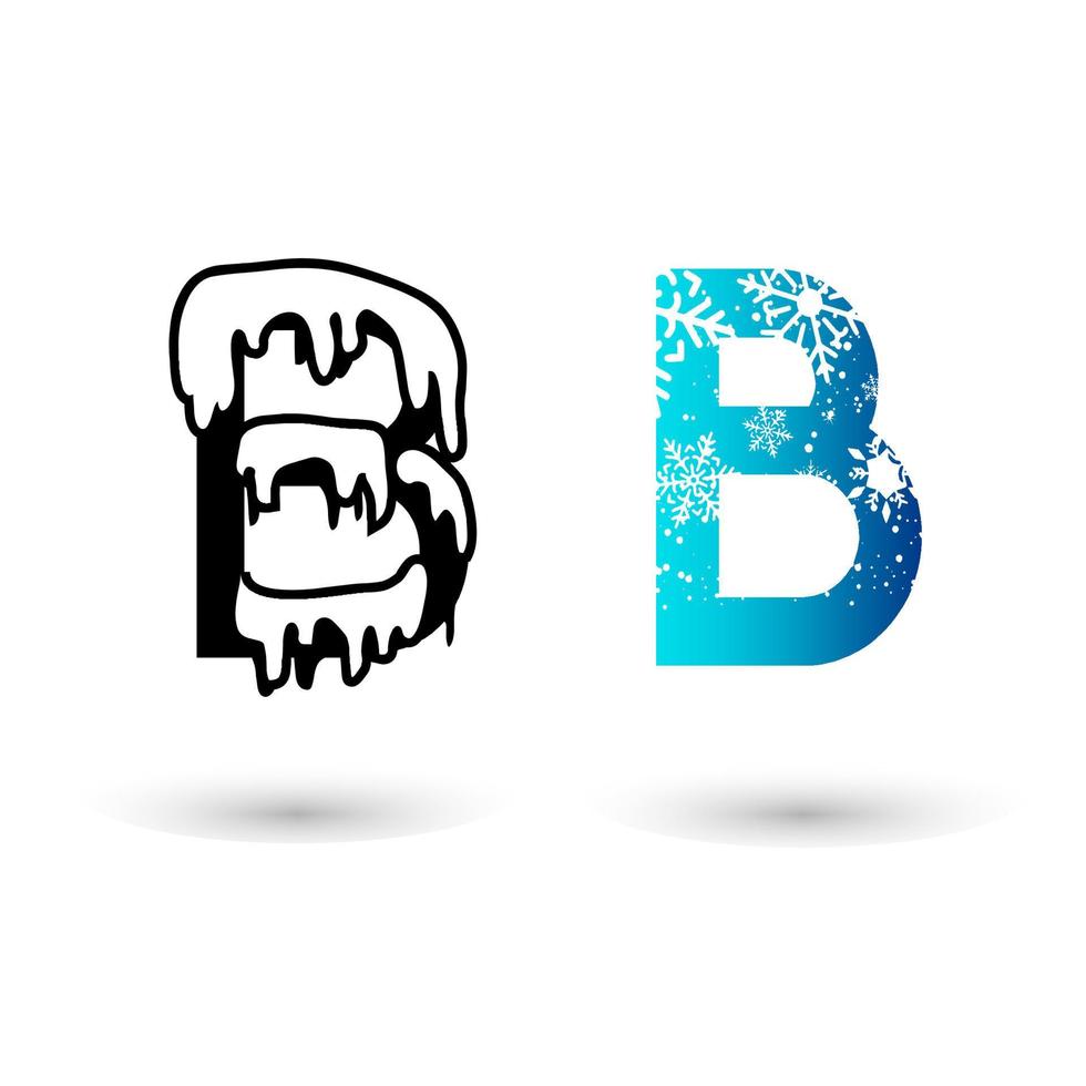 Beautiful Snow Letter B Typography vector