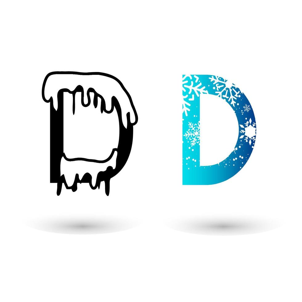 Beautiful Snow Letter D Typography vector