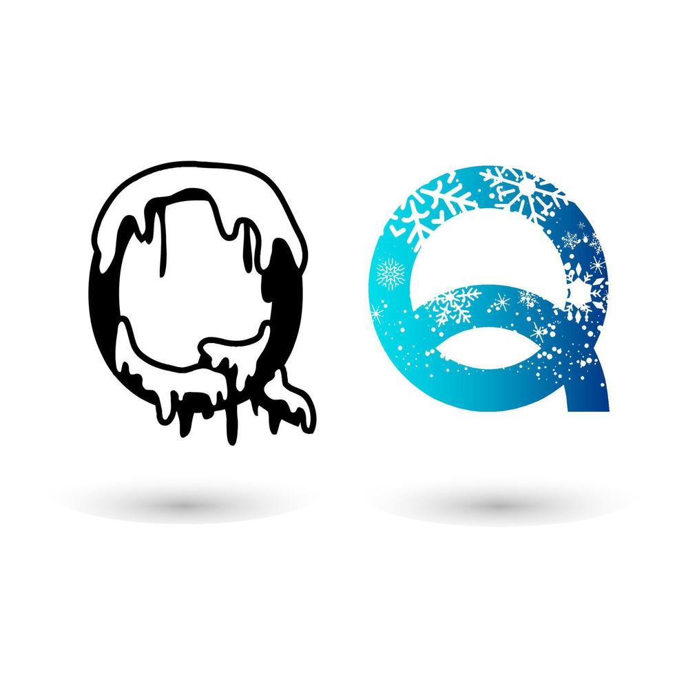 Beautiful Snow Letter Q Typography vector