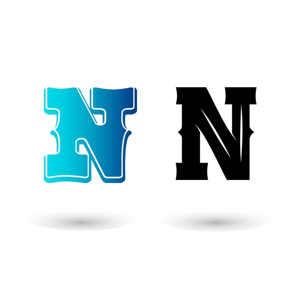 Elegant Western Letter N Typography Design vector