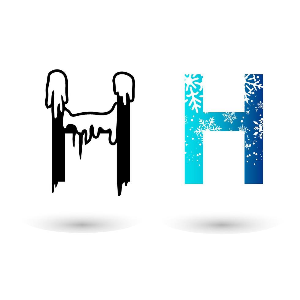 Beautiful Snow Letter H Typography vector