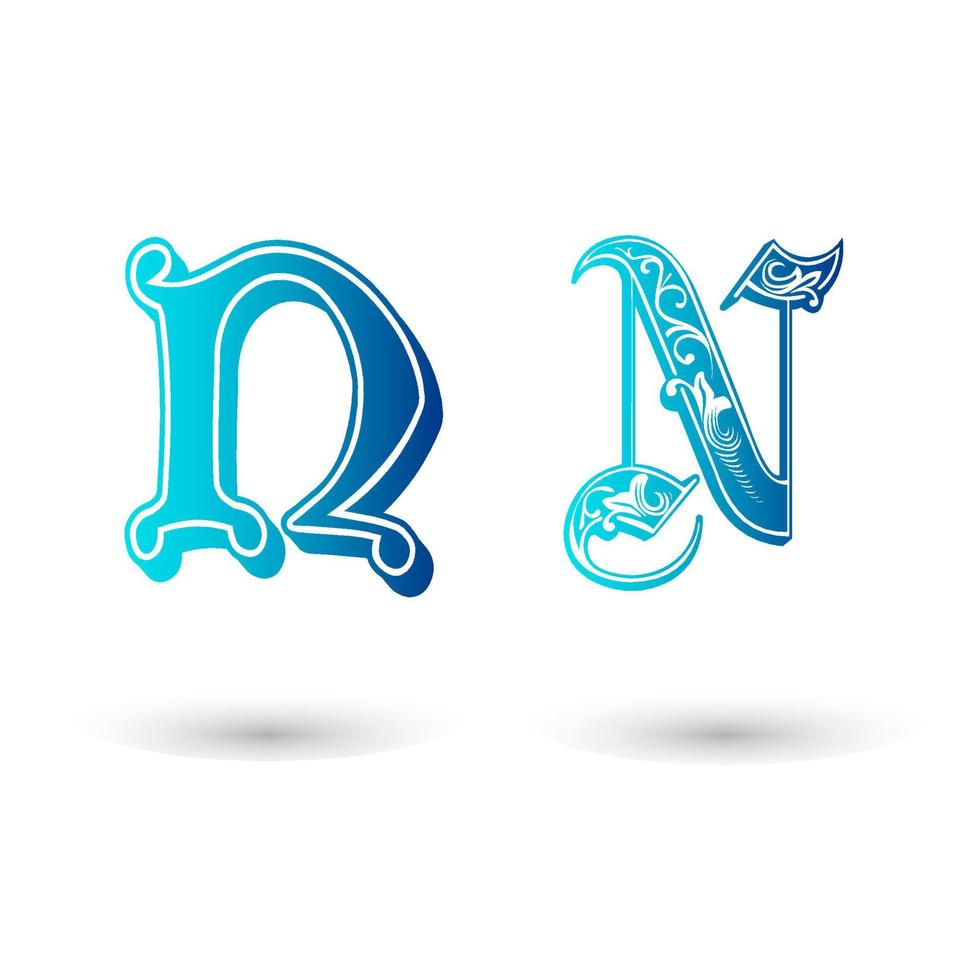 Decorative Celtic Letter N Typography vector