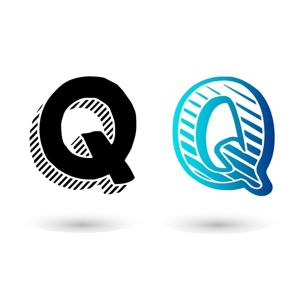 Modern Comic Letter Q Design vector