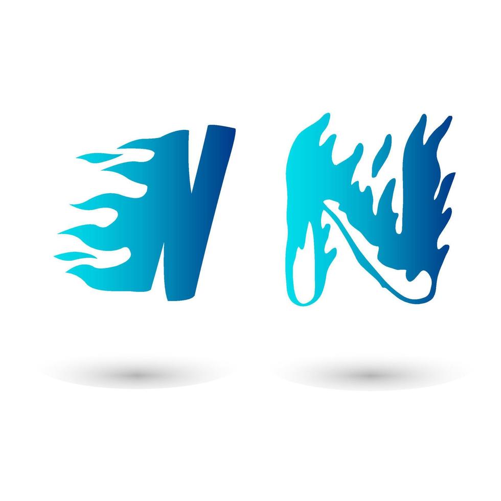 Vector Fire Letter N Typography