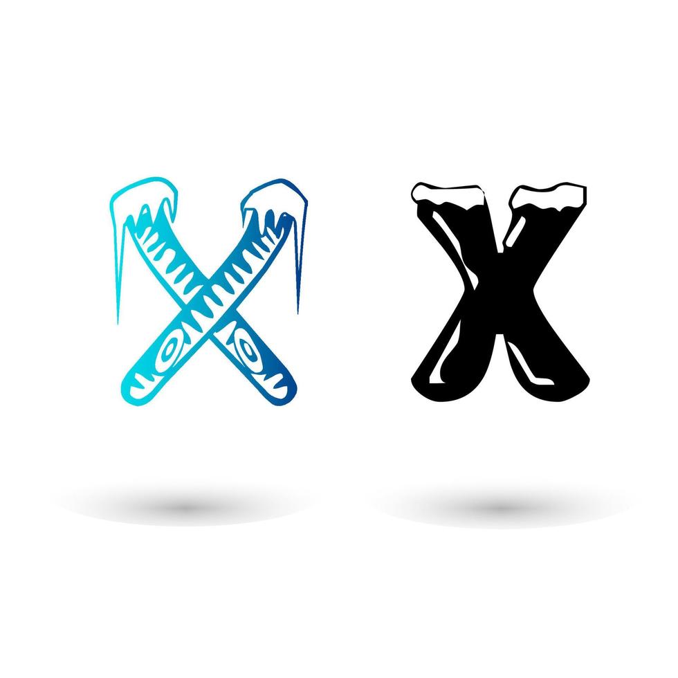 Vector Ice Letter X Typography