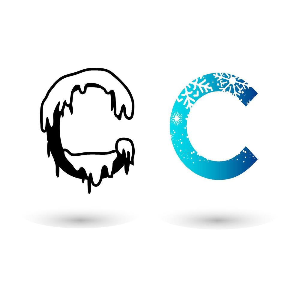 Beautiful Snow Letter C Typography vector
