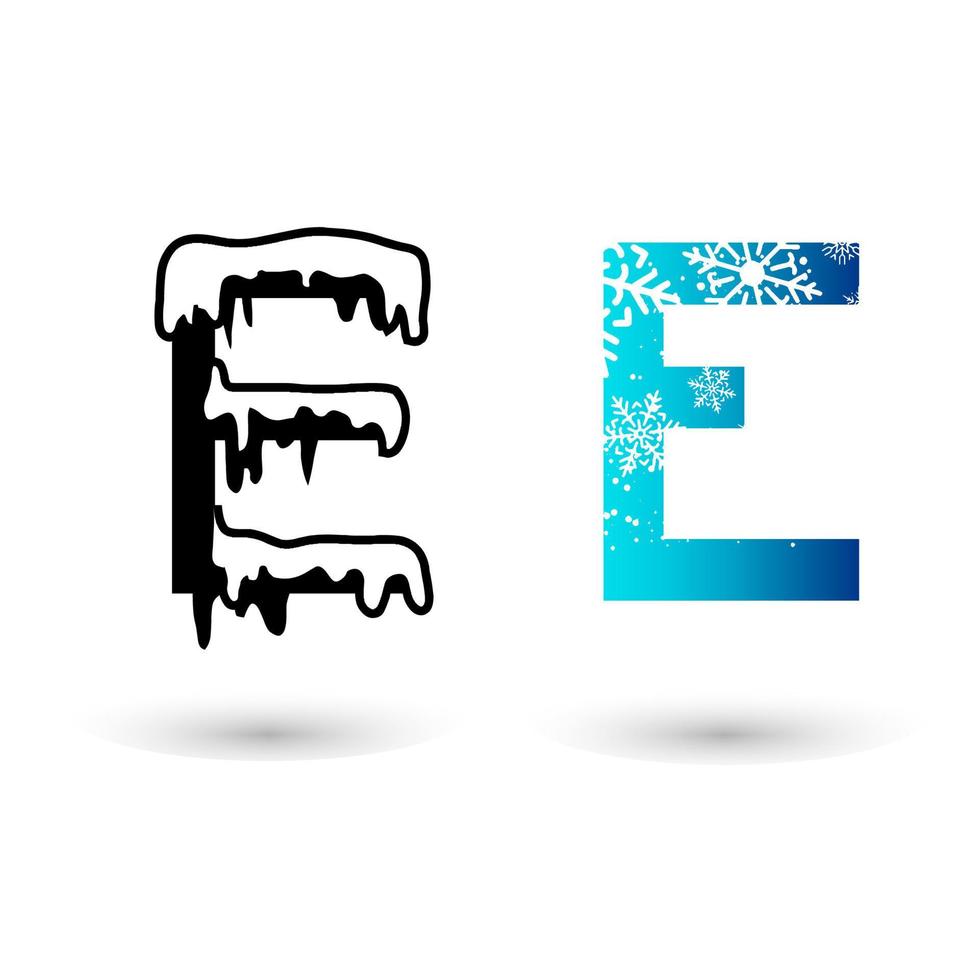 Beautiful Snow Letter E Typography vector