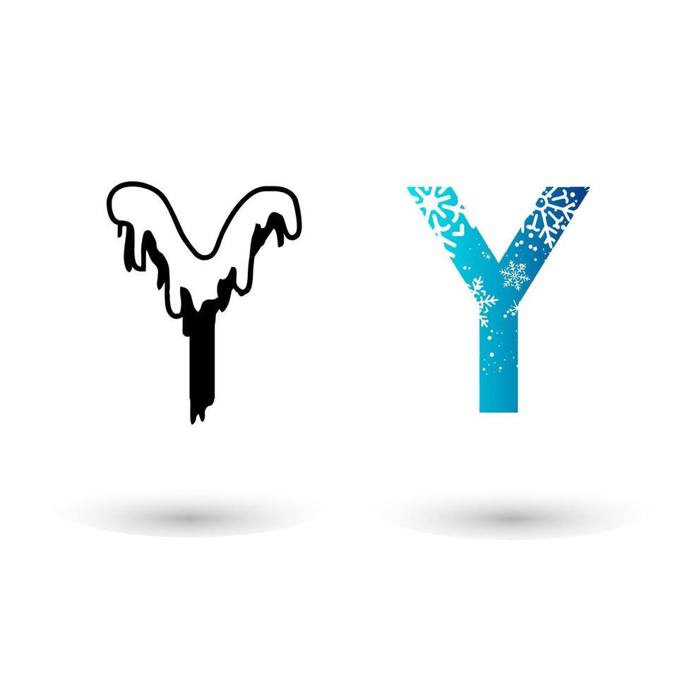 Beautiful Snow Letter Y Typography vector