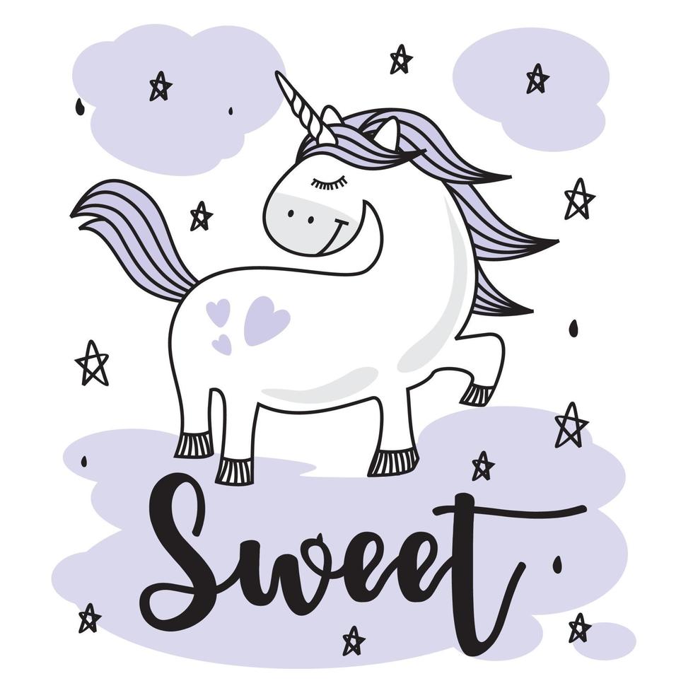 Unicorn Doodle Little Pony Cartoon vector