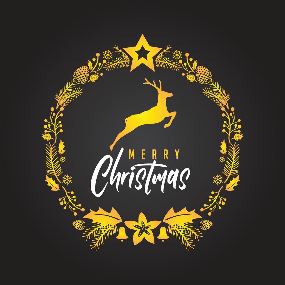 Merry Christmas Gold Reindeer Cards Deer vector