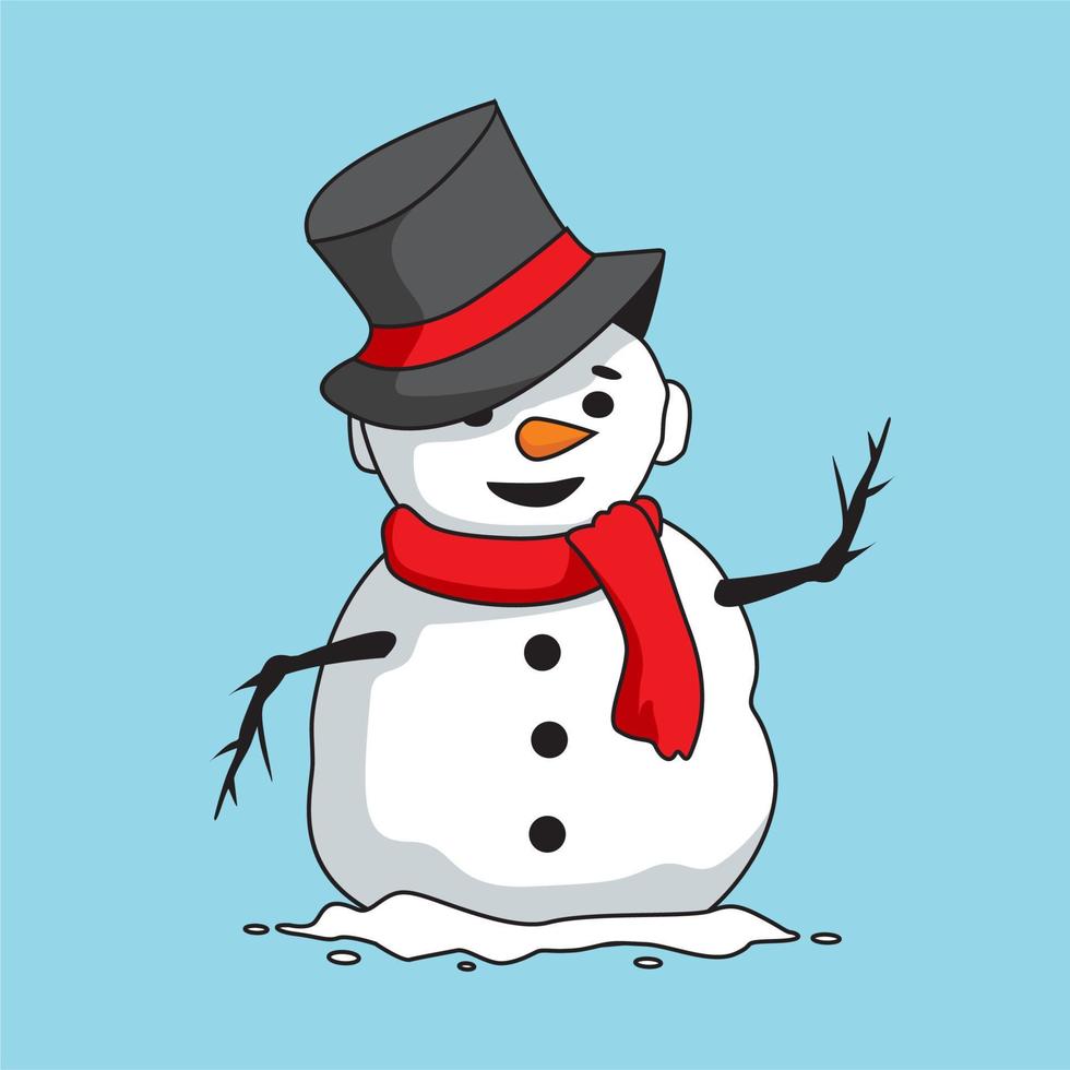 muñeco de nieve dibujos animados saludo temporada feliz navidad invierno vector