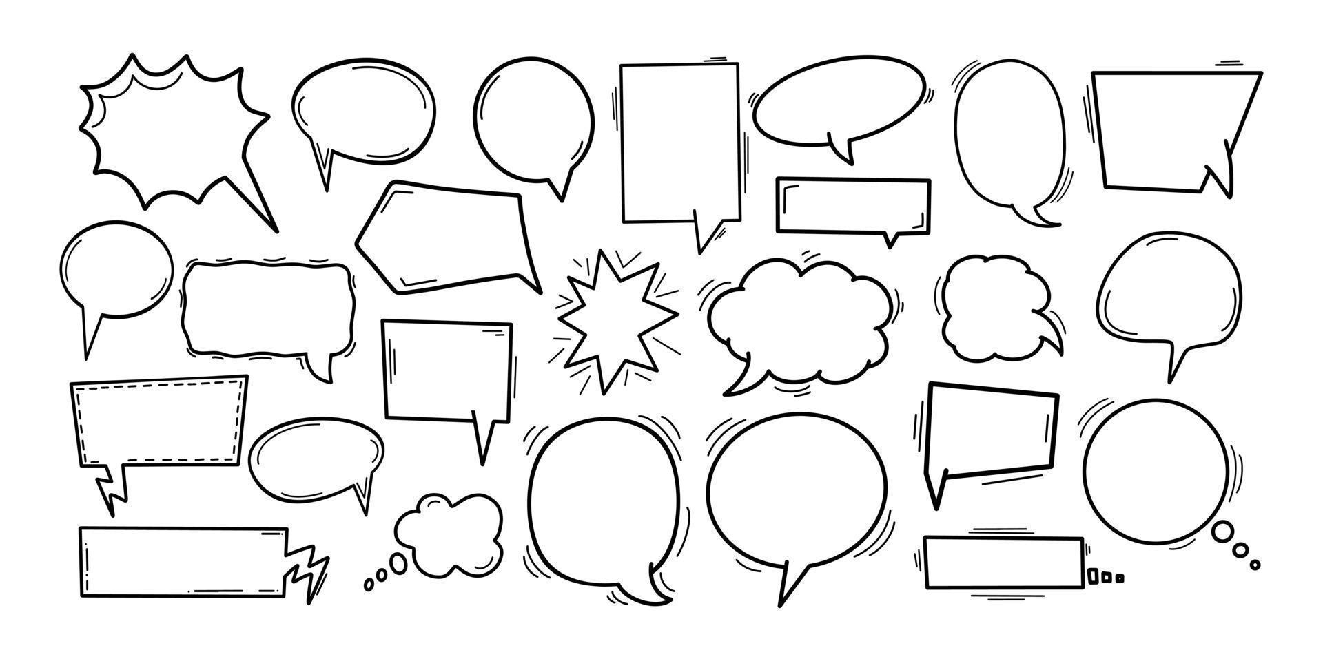 Comic Speech Bubbles collection. Isolated on white background vector illustration, clouds with place for text.