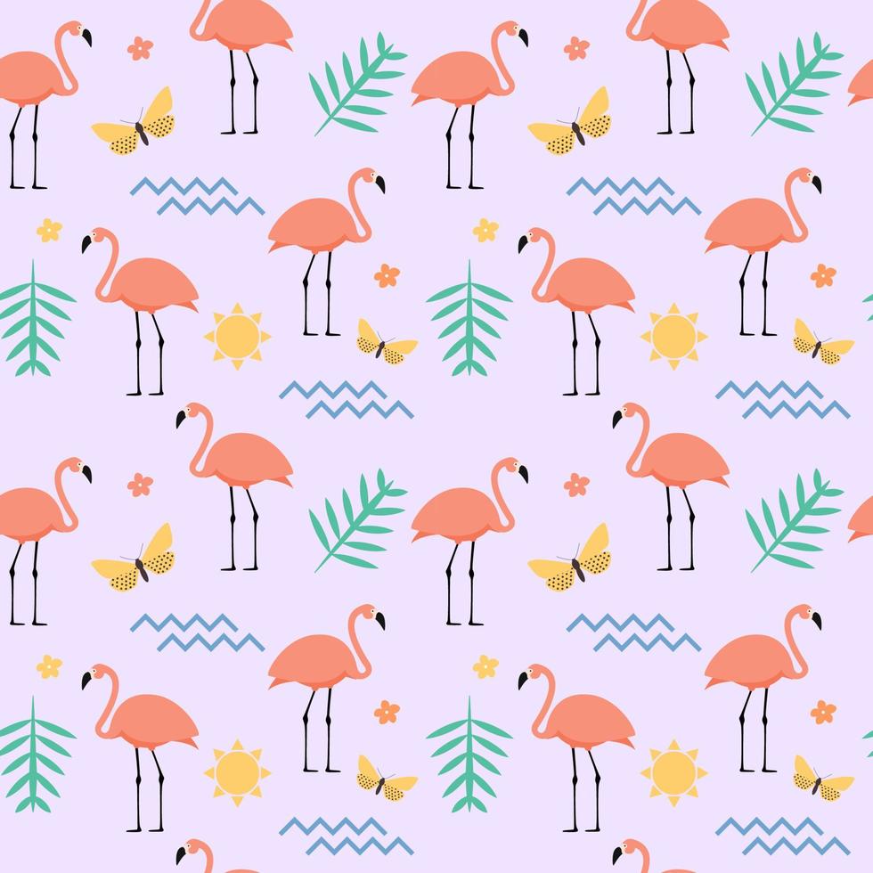 Pink Flamingo Seamless Pattern Background. Vector Illustration