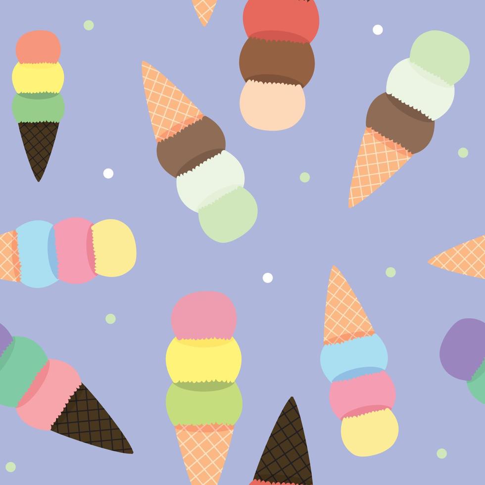 Ice Cream Seamless Pattern Background. Vector Illustration