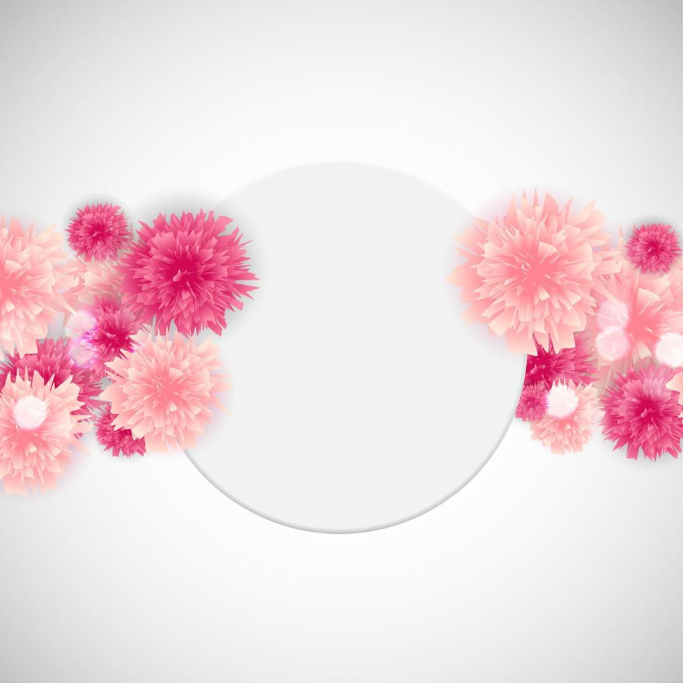 Cute Background with Frame and Flowers. Vector Illustration