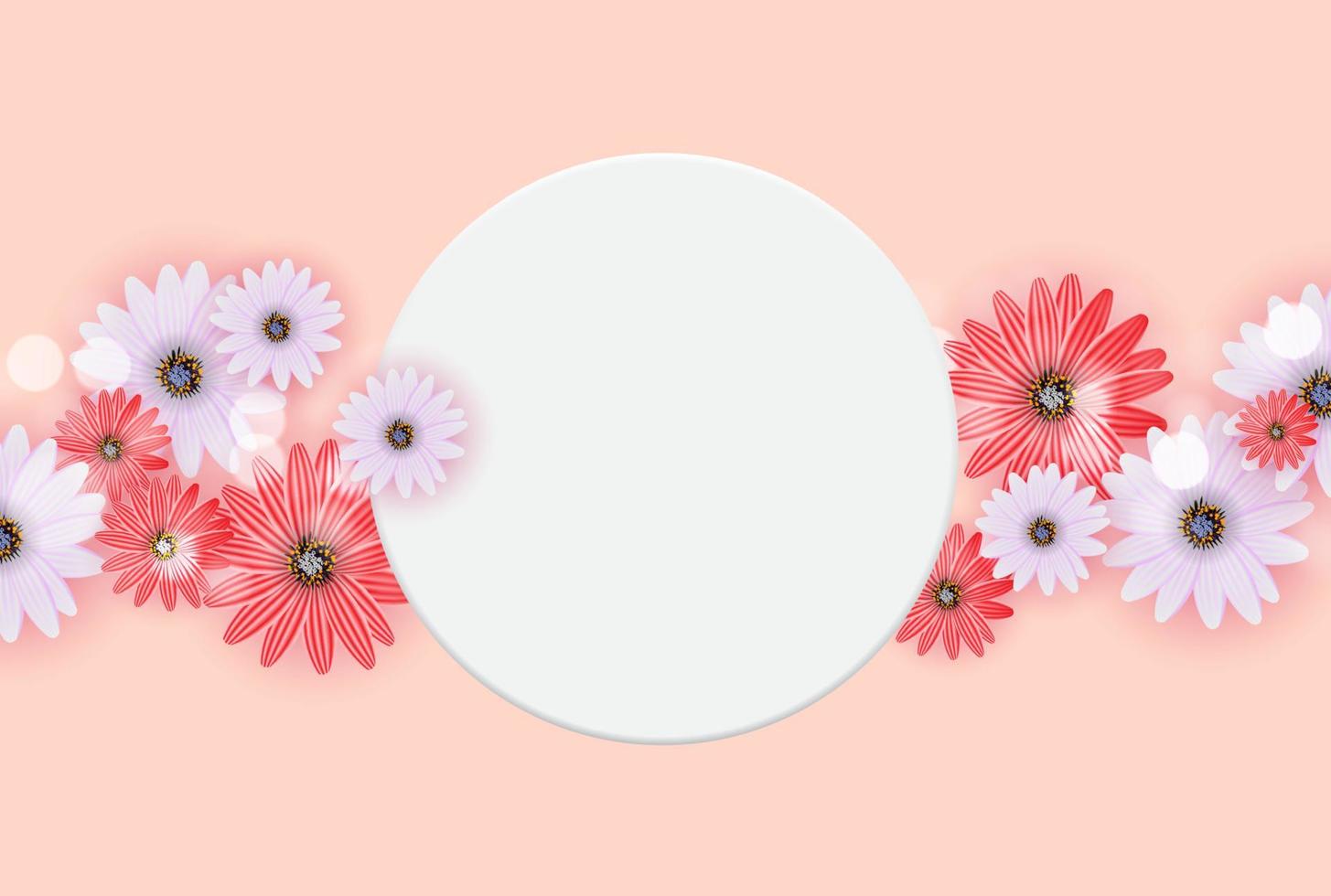 Cute Background with Frame and Flowers. Vector Illustration