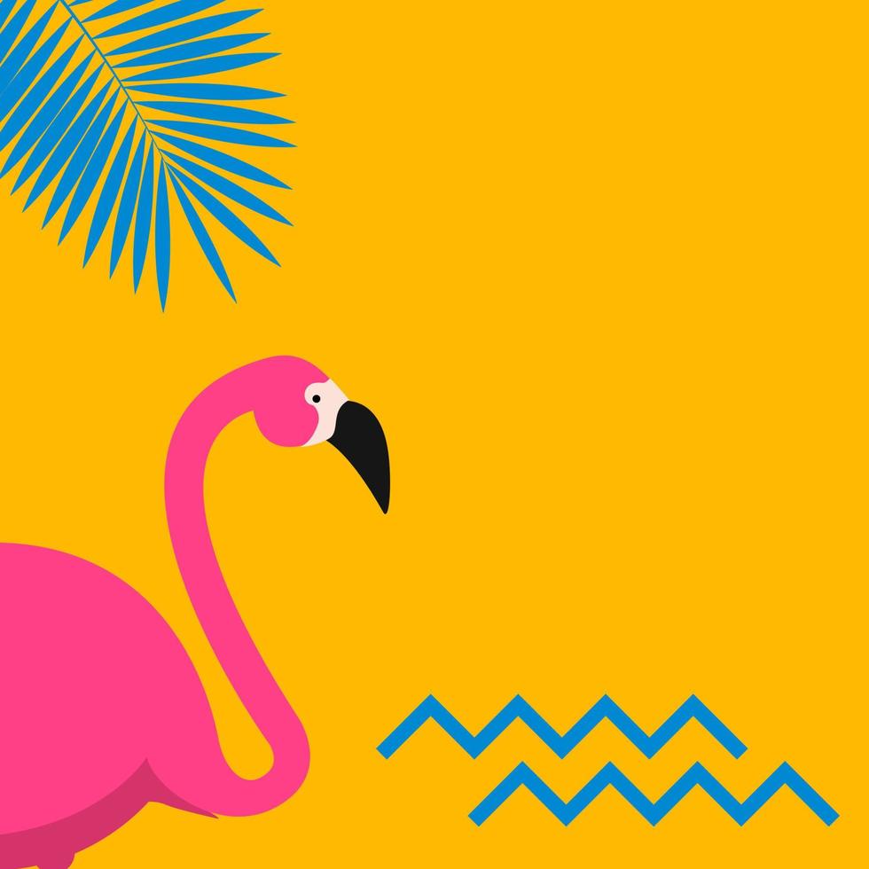 Cartoon Pink Flamingo background. Vector Illustration