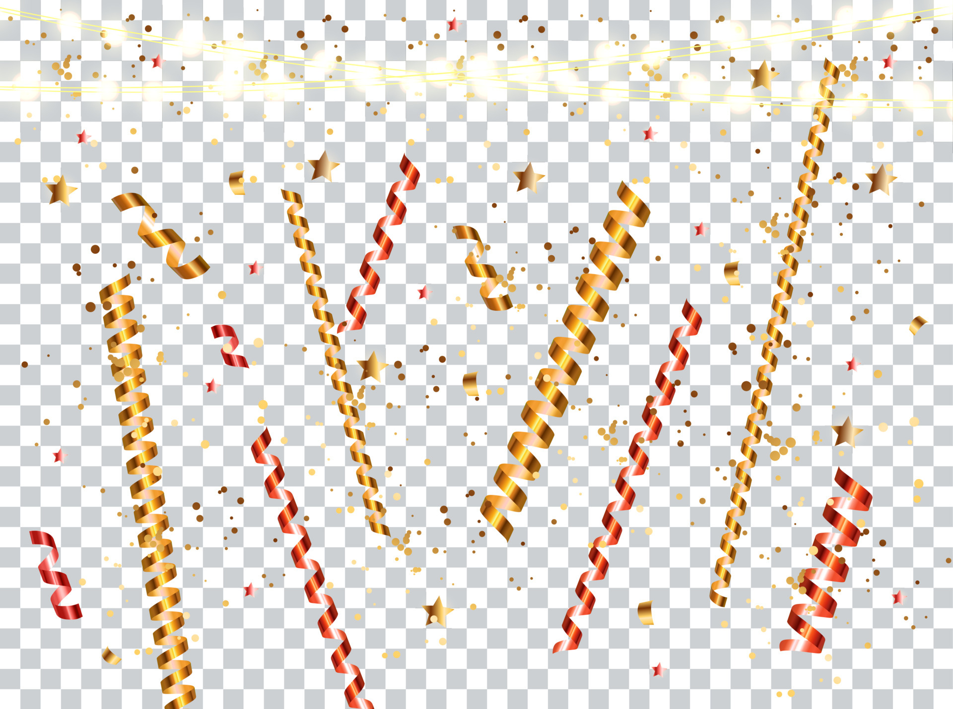 Colorful naturalistic confetti with sparkles and stars isolated on