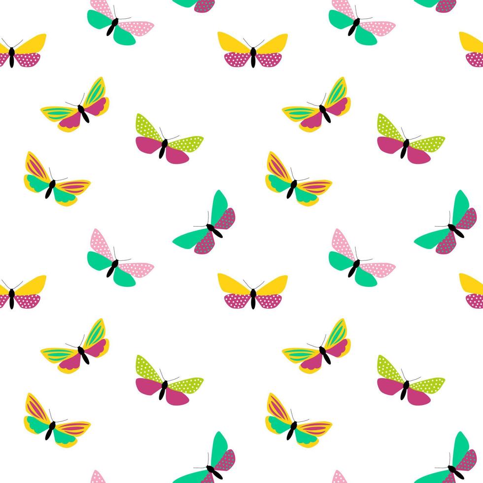 Abstract Hand Drawn Butterfly seamless pattern. Vector Illustration