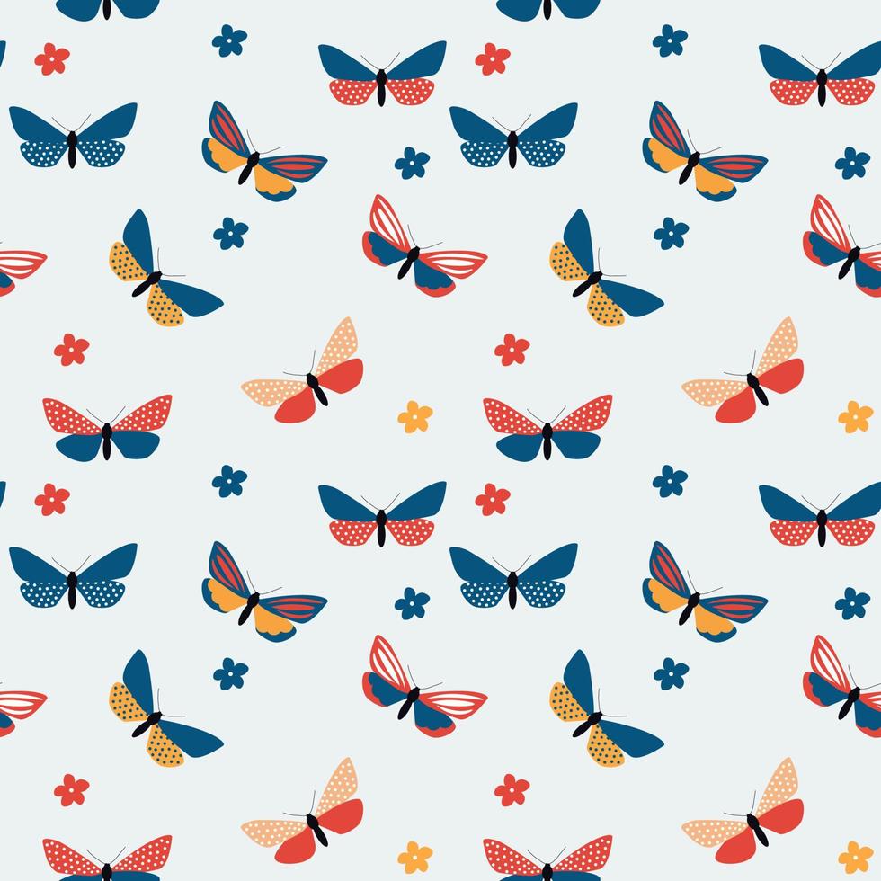 Abstract Hand Drawn Butterfly seamless pattern. Vector Illustration