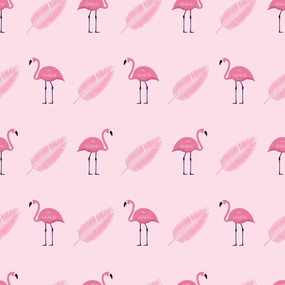 Pink Flamingo Seamless Pattern Background. Vector Illustration