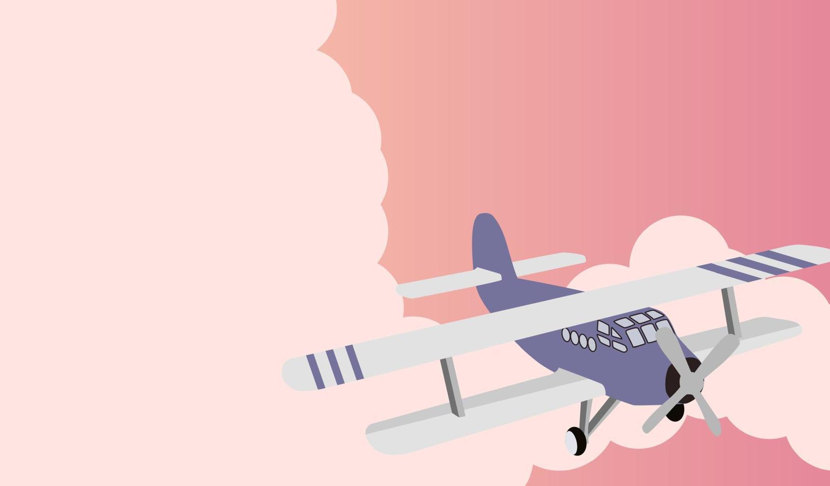 Fondo de viaje con avión y cielo con nubes. ilustración vectorial vector