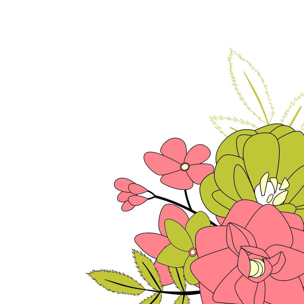 Hand drawn flower natural background. Vector Illustration