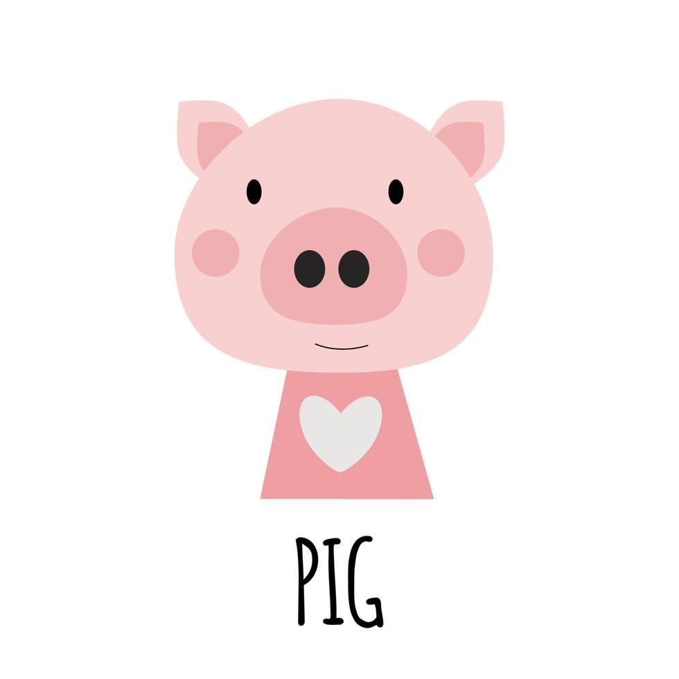 Cute Little Pig Animal Icon. Vector Illustration