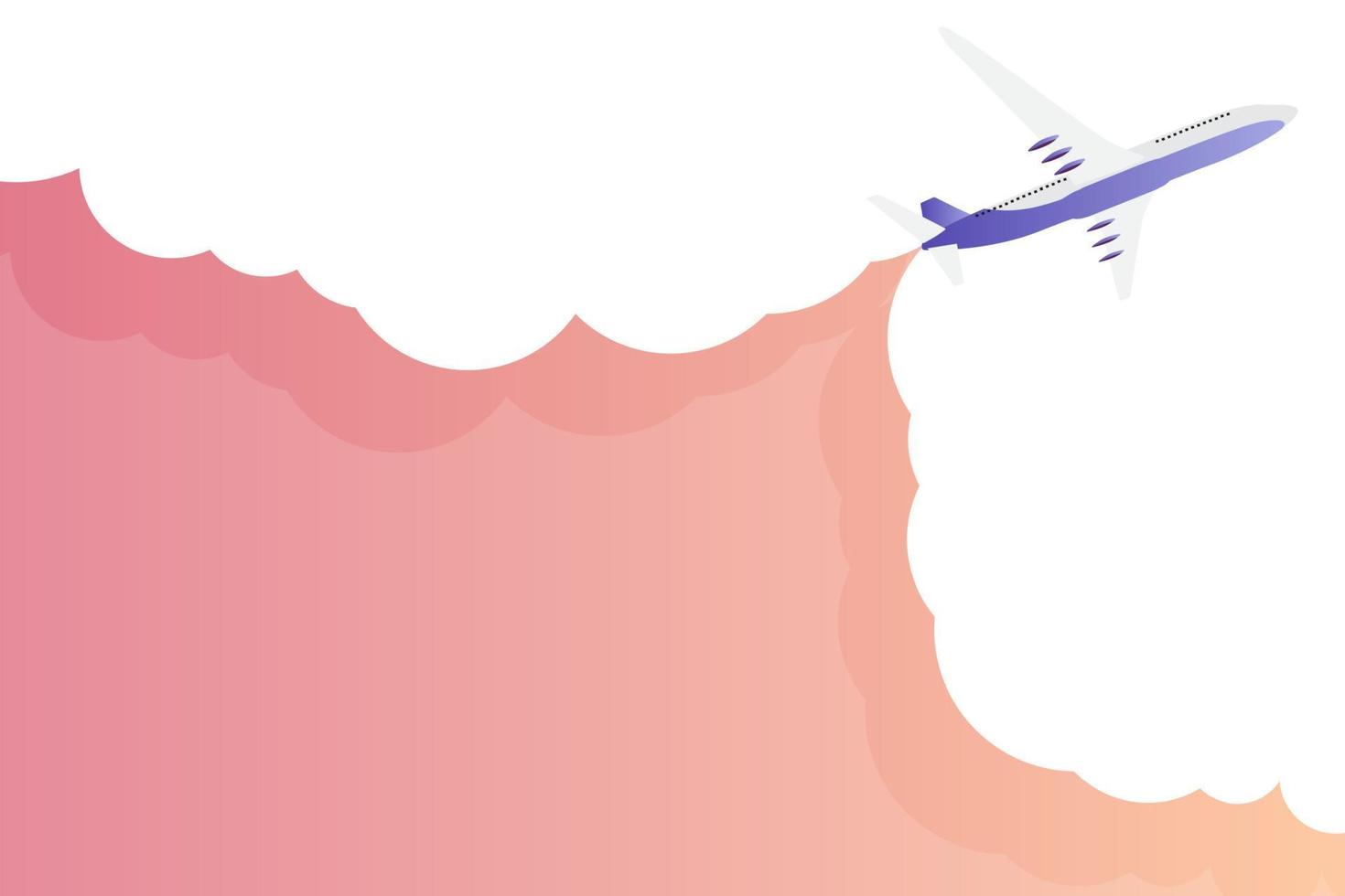 Fondo de viaje con avión y cielo con nubes. ilustración vectorial vector