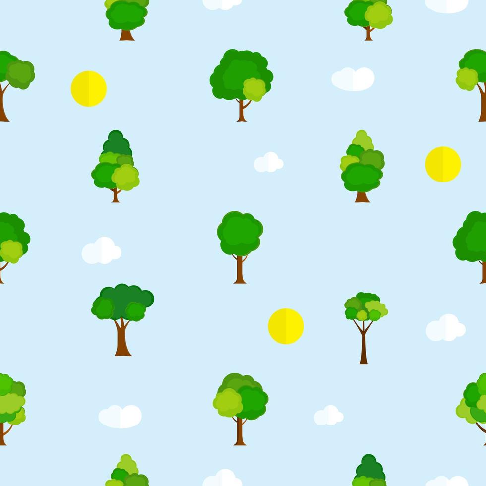 Flat tree Seamless Pattern Background Vector Illustration