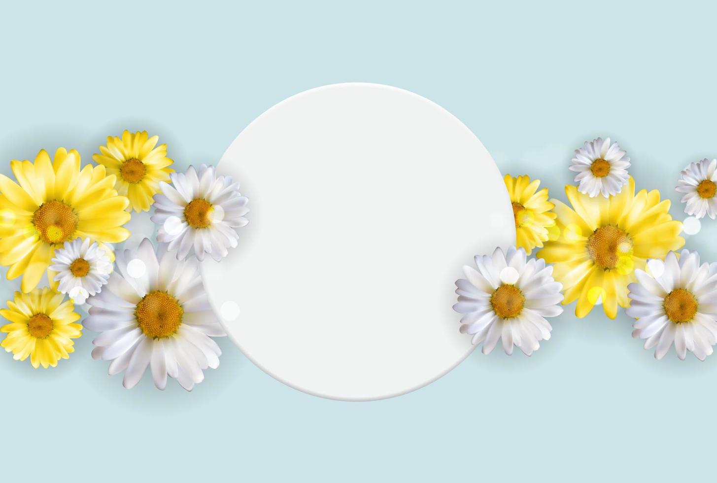 Cute Background with Frame and Flowers. Vector Illustration