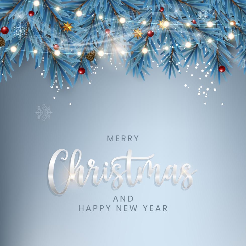 Holiday New Year and Merry Christmas Background Vector Illustration