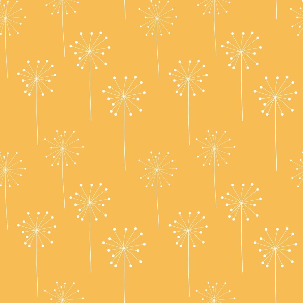 Abstract Hand Drawn Dandelion flower seamless pattern background. Vector Illustration