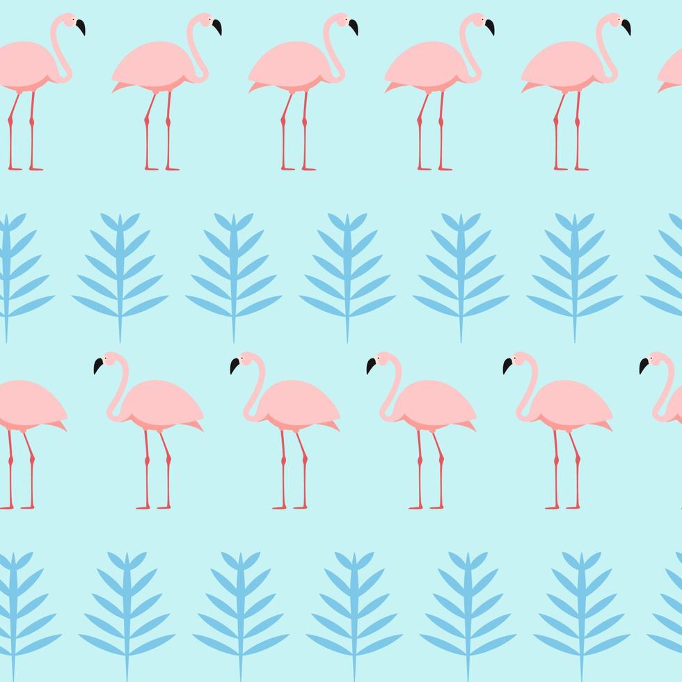 Summer Pink Flamingo Seamless Pattern Background. Vector Illustration