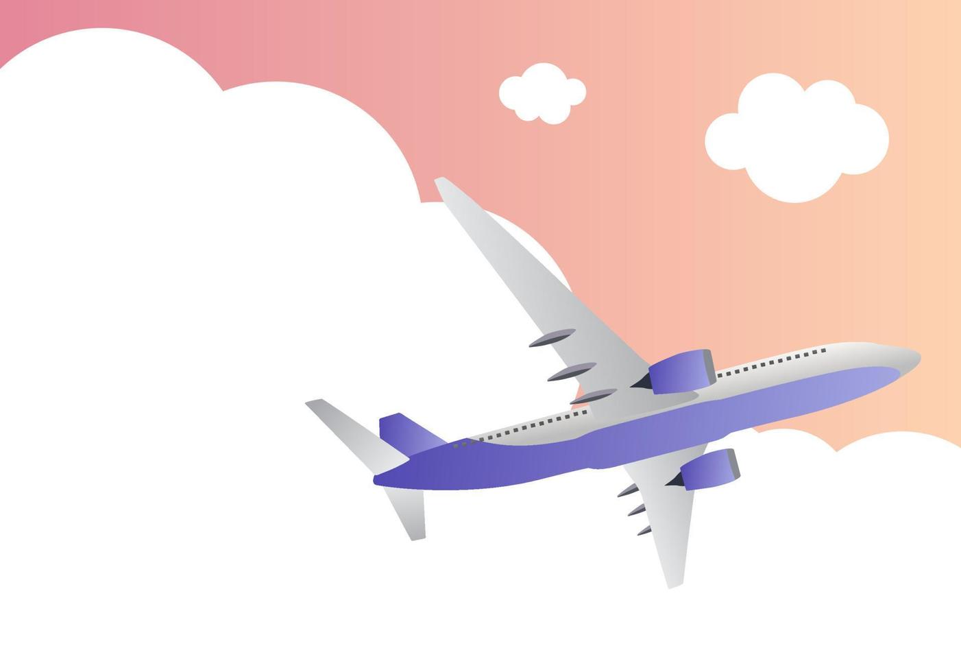 Fondo de viaje con avión y cielo con nubes. ilustración vectorial vector