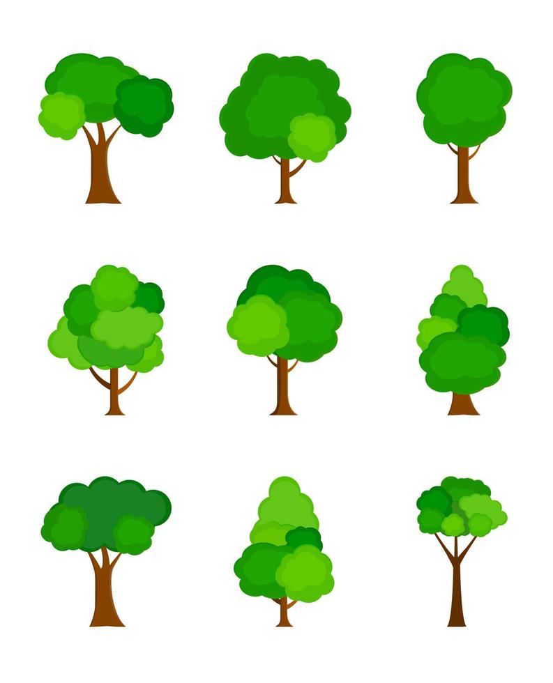 silueta de árbol plano coloreado aislado sobre fondo blanco. ilustración vectorial vector