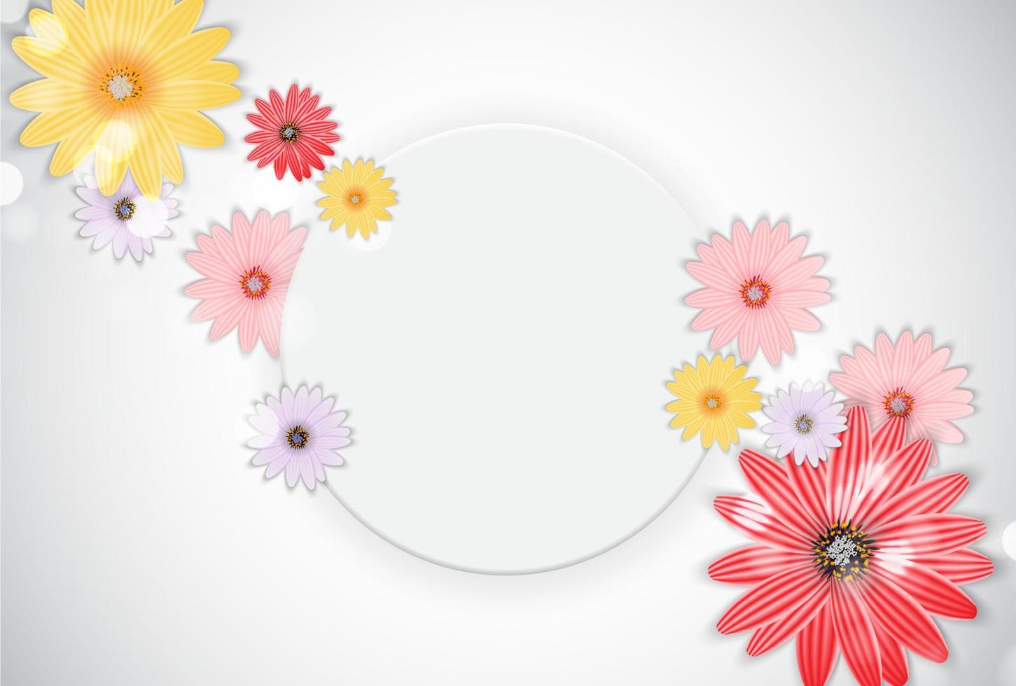 Cute Background with Frame and Flowers. Vector Illustration