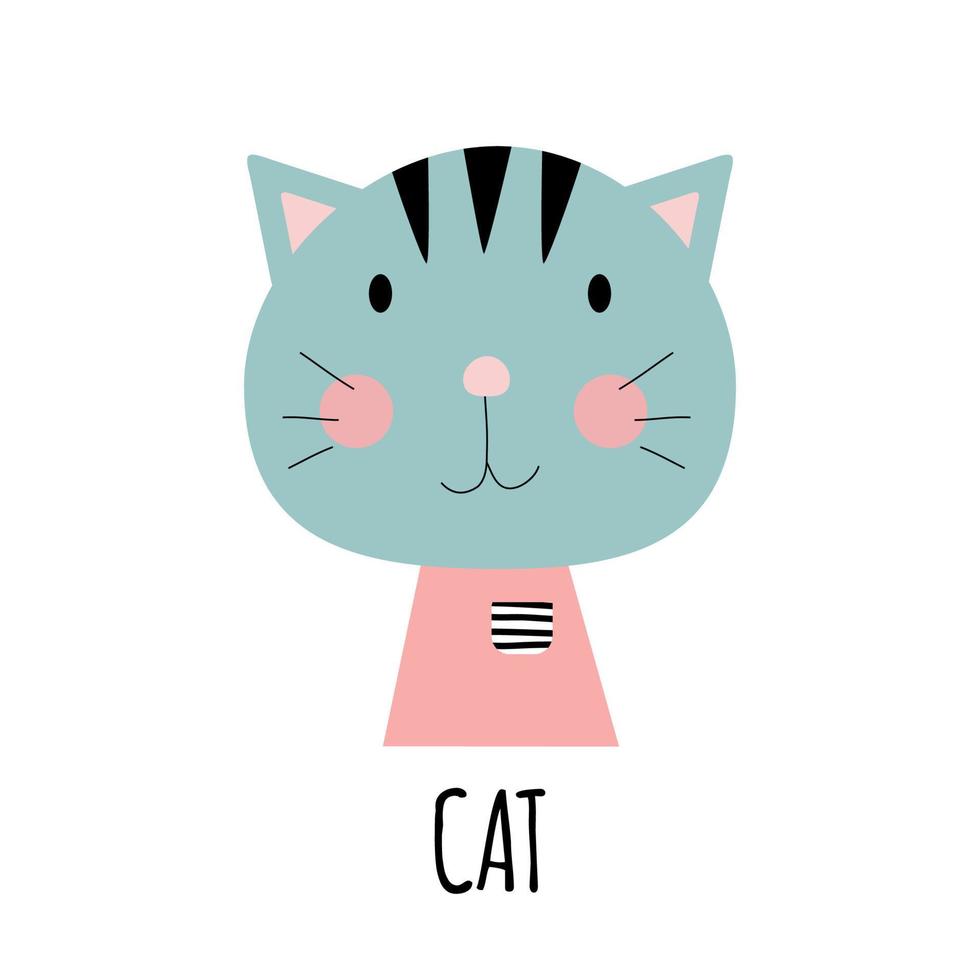 Cute Little Cat Animal Icon. Vector Illustration