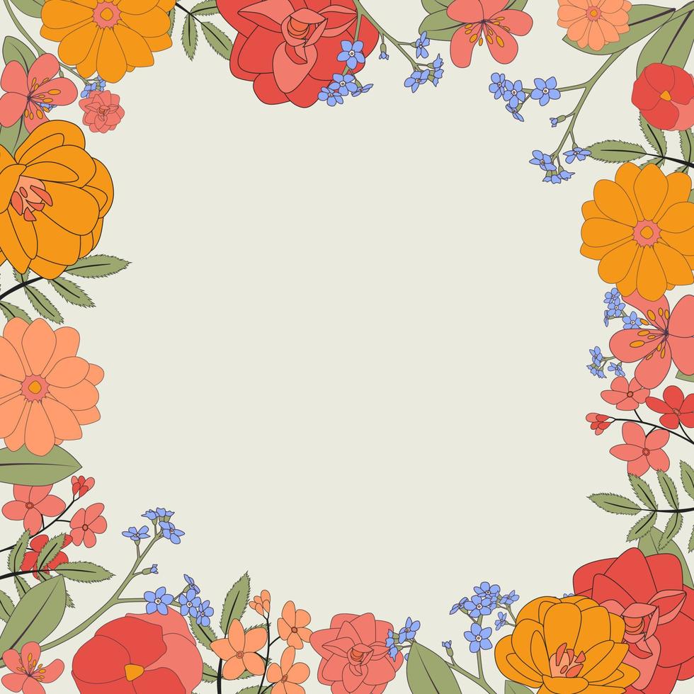 Fondo natural de flores dibujadas a mano. ilustración vectorial vector