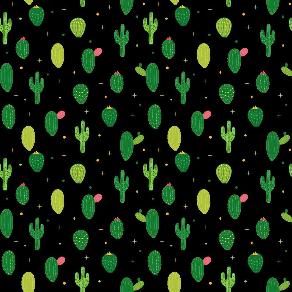 Abstract Seamless Pattern Background with Cactus. Vector Illustration