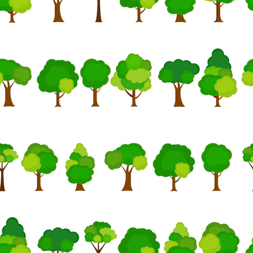 Ilustración de vector de fondo de patrón transparente de árbol plano