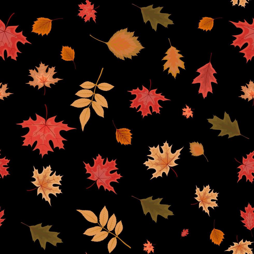 Abstract Vector Illustration Autumn Seamless Pattern Background with Falling Leaves