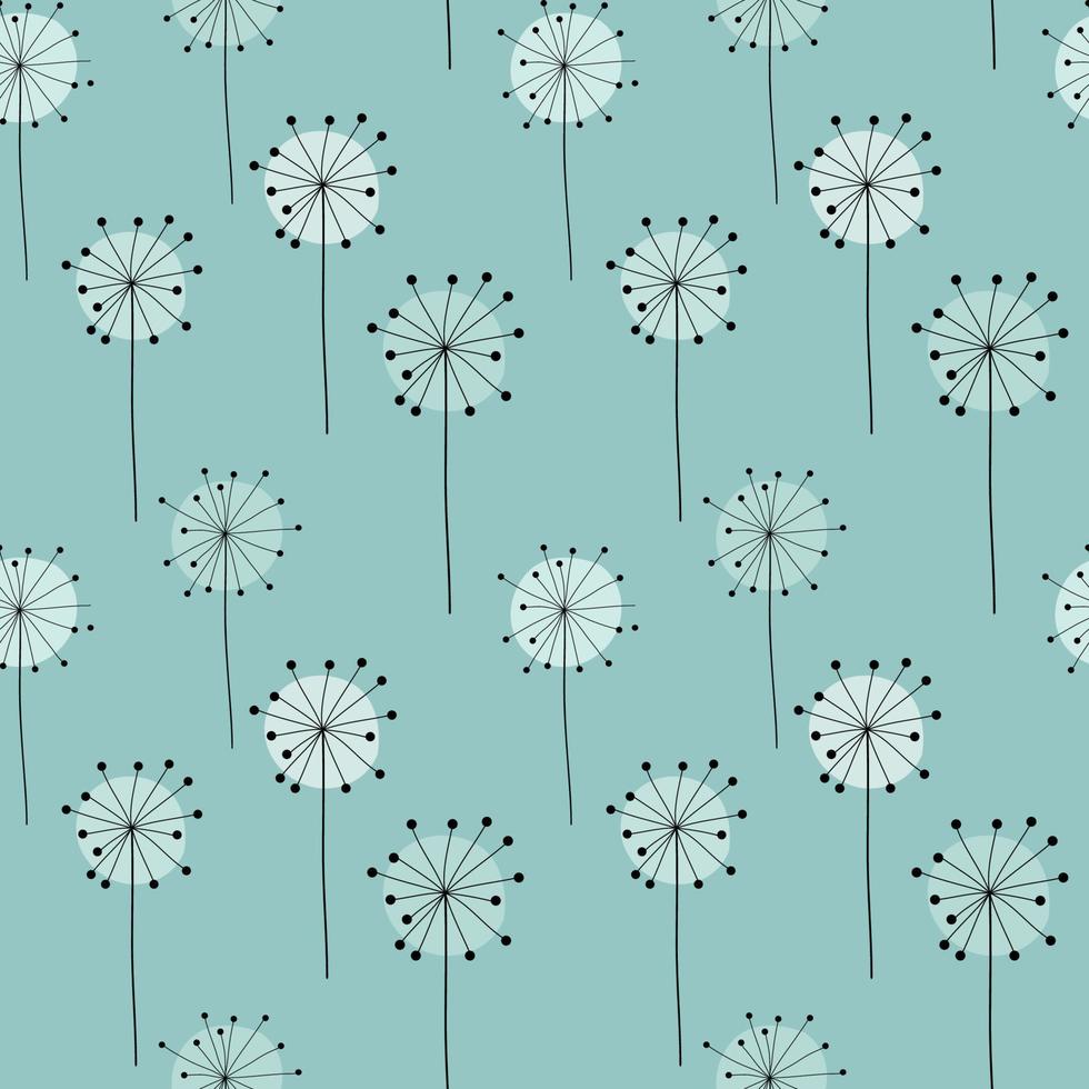 Abstract Hand Drawn Dandelion flower seamless pattern background. Vector Illustration