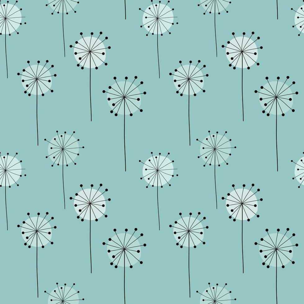 Abstract Hand Drawn Dandelion flower seamless pattern background. Vector Illustration