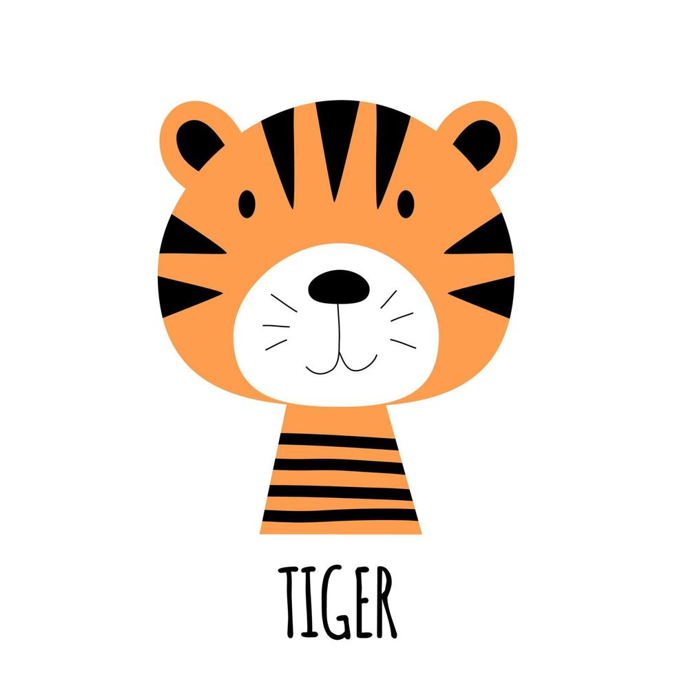 Cute Little Tiger Animal Icon. Vector Illustration