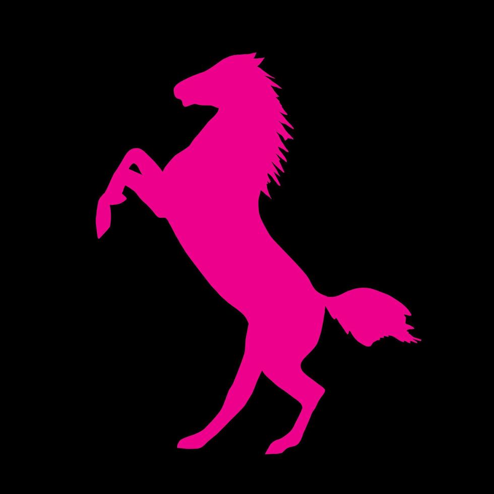 silueta rosa de un caballo sobre un fondo negro. ilustración vectorial vector