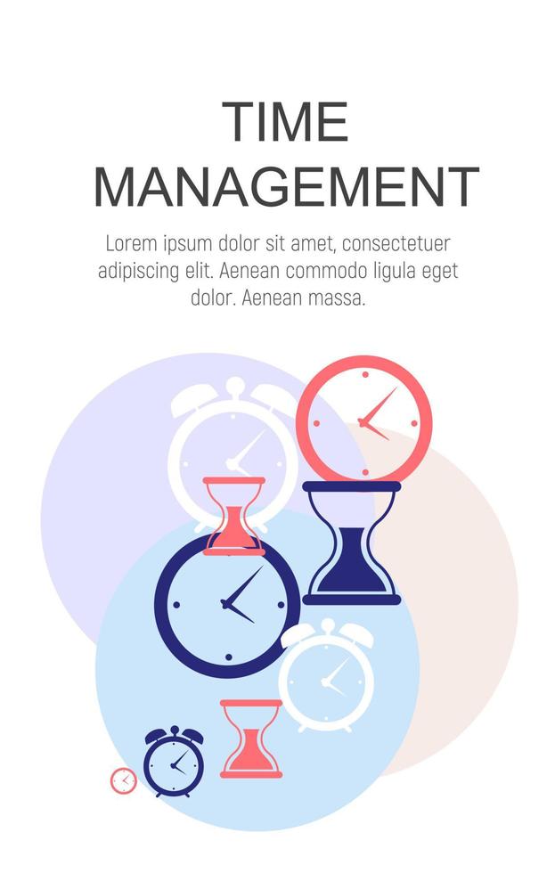 Time Management Concept Flat  Background. Vector Illustration