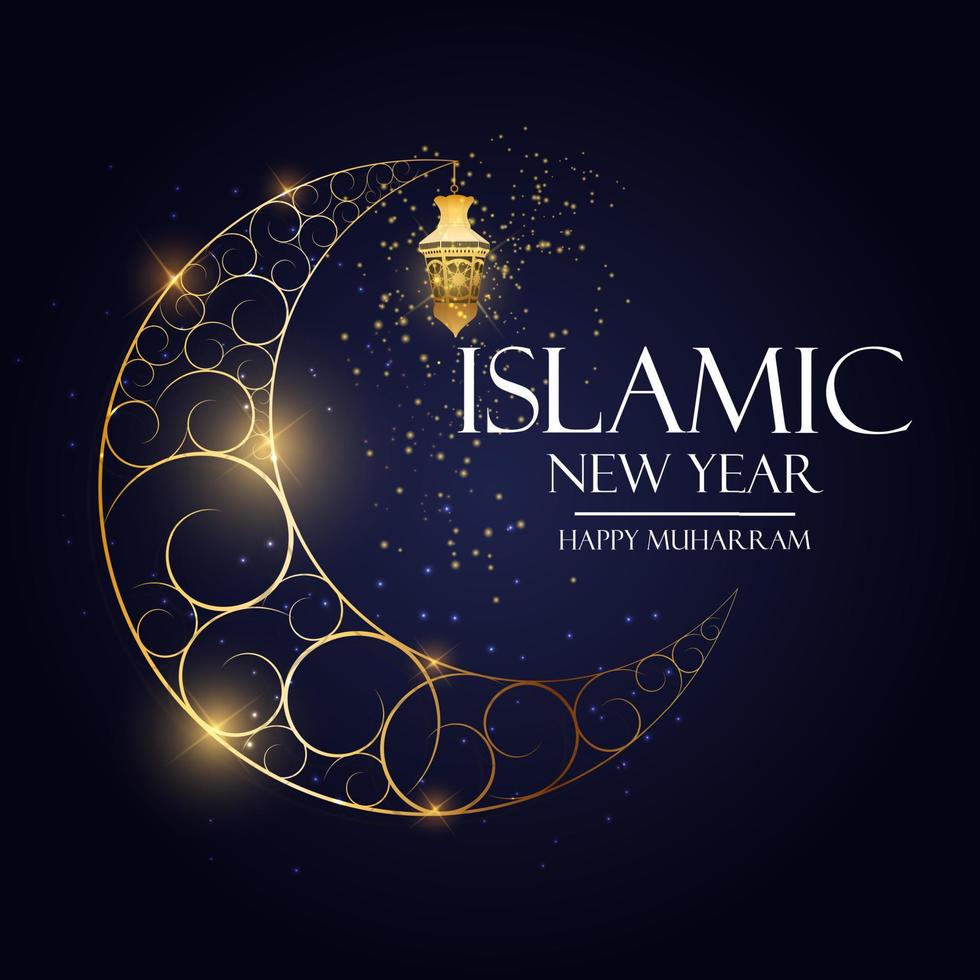 Islamic new year holiday background.  Happy Muharram. Vector Illustration