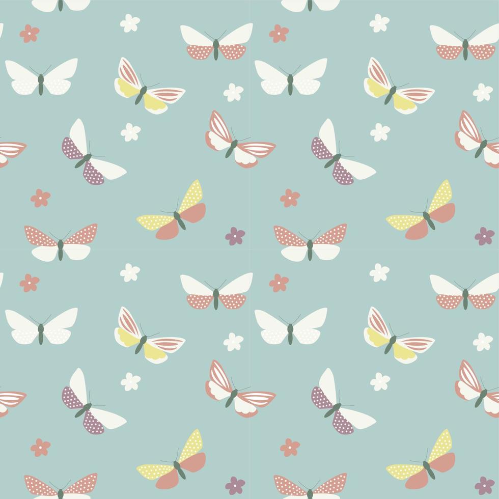 Abstract Hand Drawn Butterfly seamless pattern. Vector Illustration