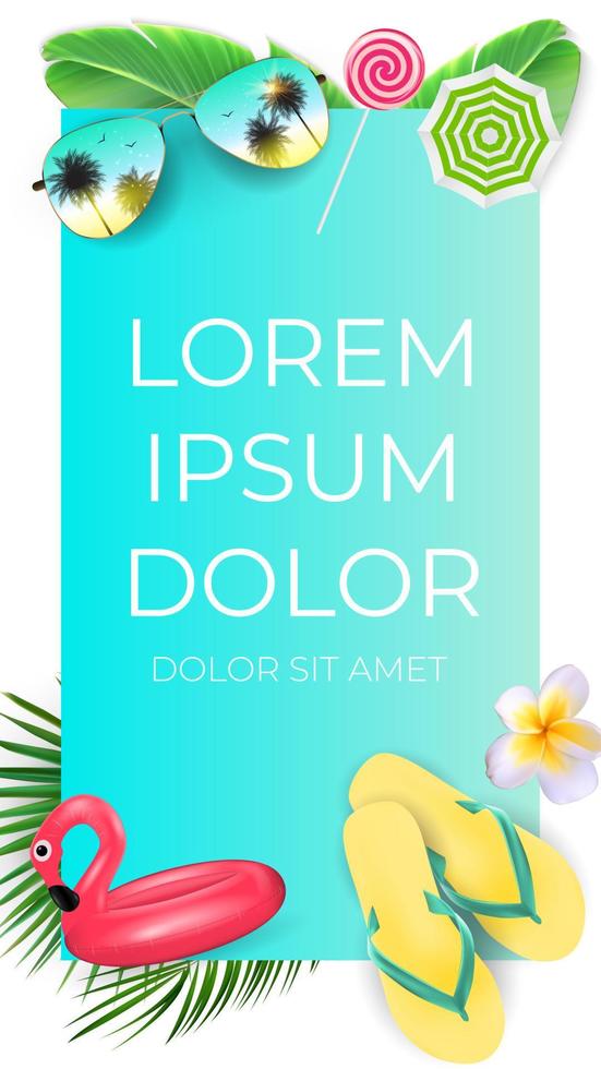 Summer Abstract Instagram stories  banner background can be use for landing page, website, mobile app, web design. Vector Illustration